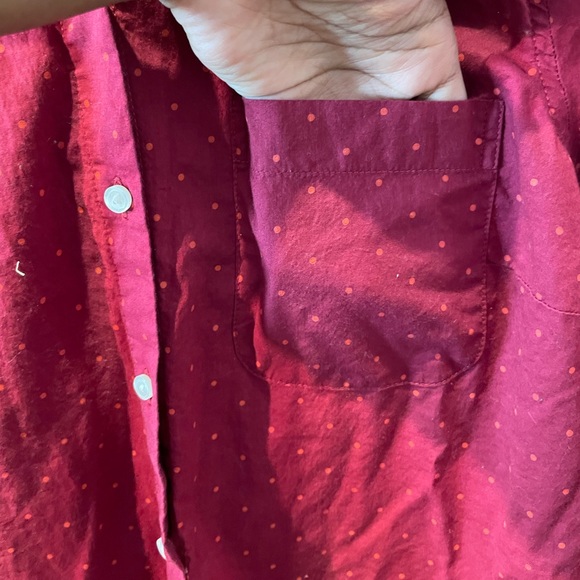 Old Navy Class Shirt Pink Polka Dot Button Up - Picture 2 of 7
